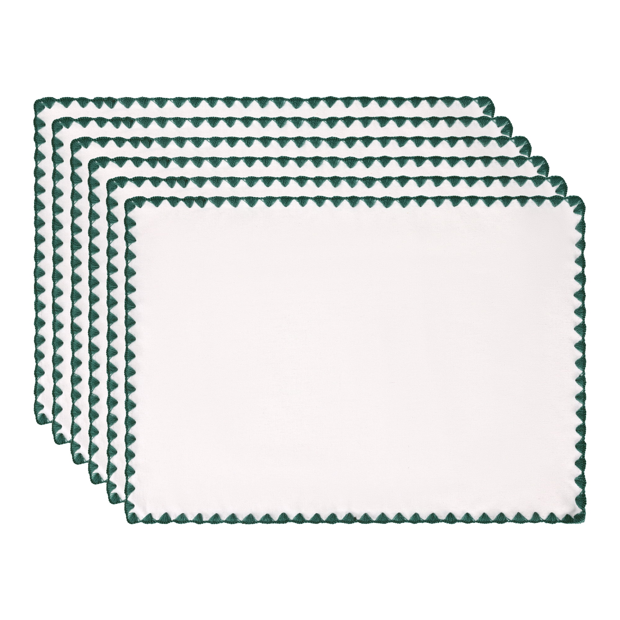 Unique Bargains Farmhouse Set of 4 Linen Placemats for Dining Table Decor Green