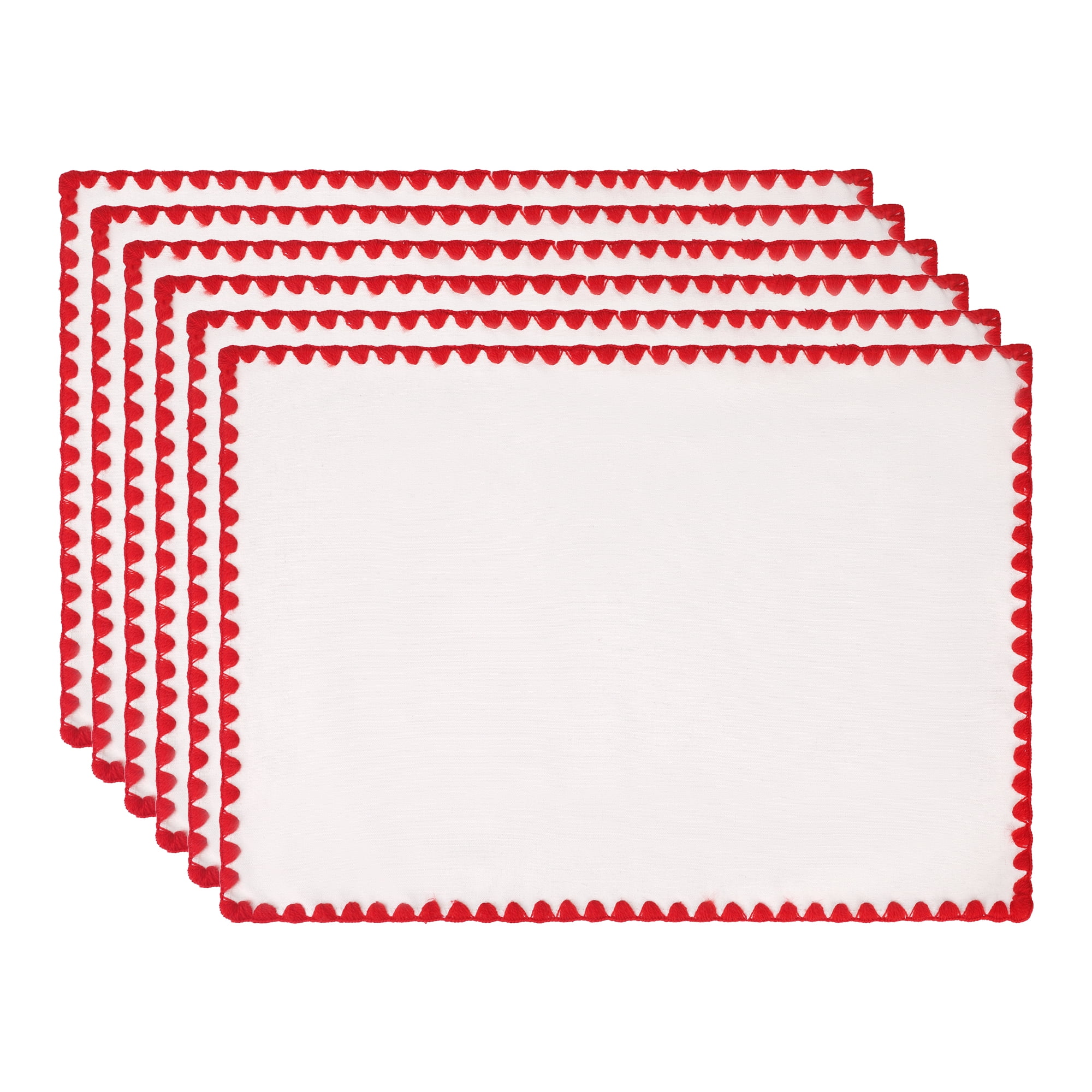 Unique Bargains Farmhouse Set of 4 Linen Placemats for Dining Table Decor Red