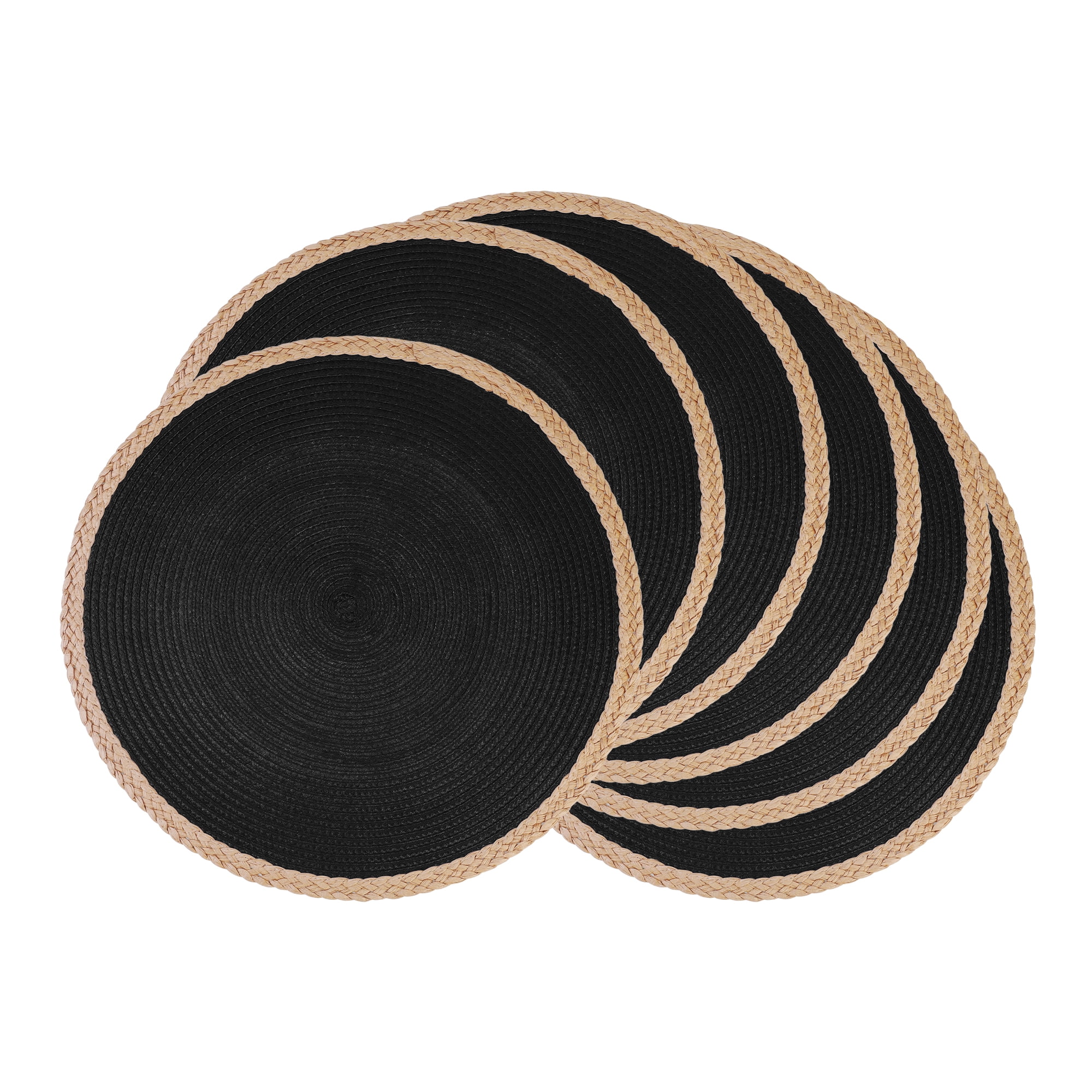 Unique Bargains Farmhouse Woven Placemats Set of 6 for Dining Table Decor Black