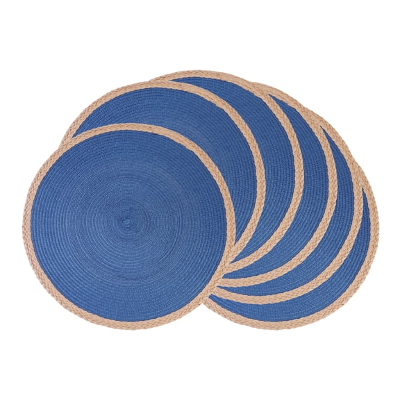 Unique Bargains Farmhouse Woven Placemats Set of 6 for Dining Table Decor Dark Blue