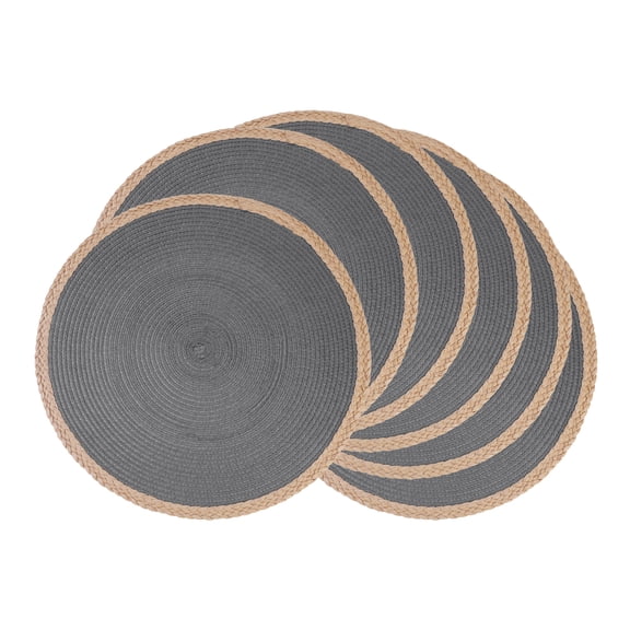 Unique Bargains Farmhouse Woven Placemats Set of 6 for Dining Table Decor Dark Gray
