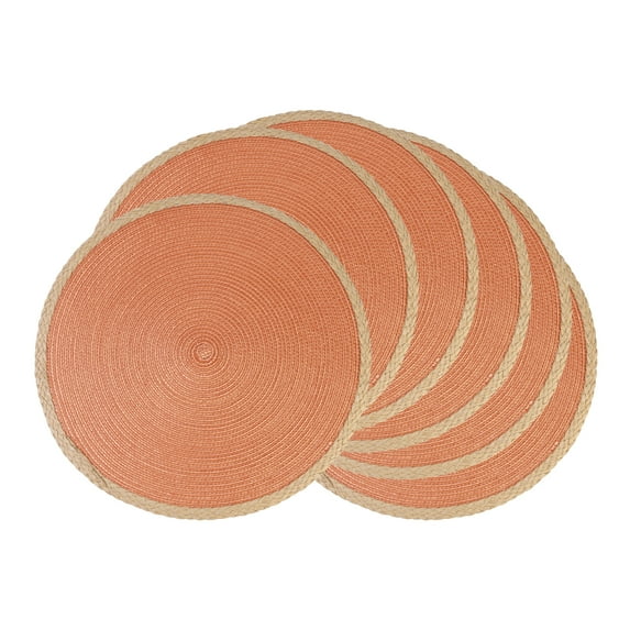 Unique Bargains Farmhouse Woven Placemats Set of 6 for Dining Table Decor Dark Orange