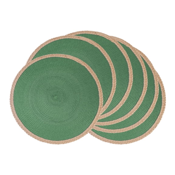 Unique Bargains Farmhouse Woven Placemats Set of 6 for Dining Table Decor Green