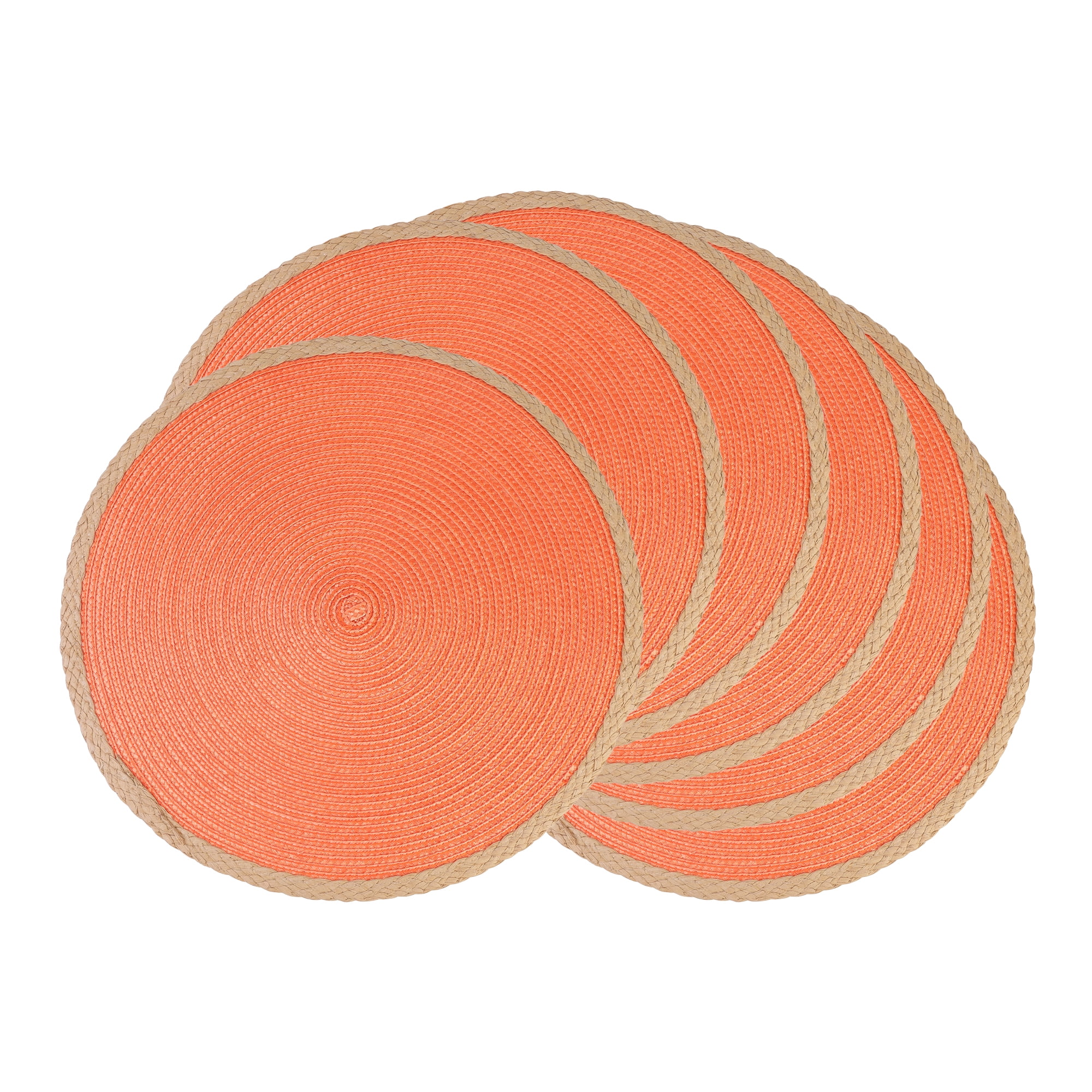 Unique Bargains Farmhouse Woven Placemats Set of 6 for Dining Table Decor Orange