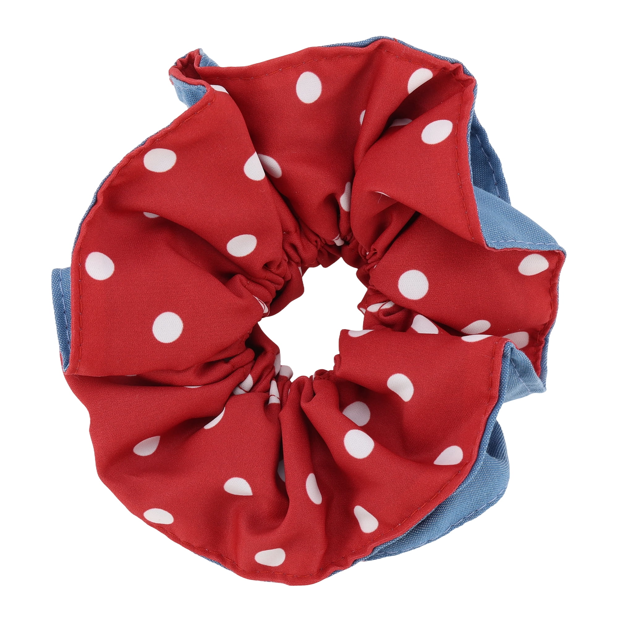 Unique Bargains Fashion Denim Hair Ties All Occasions Hair Types Blue, Red Pattern