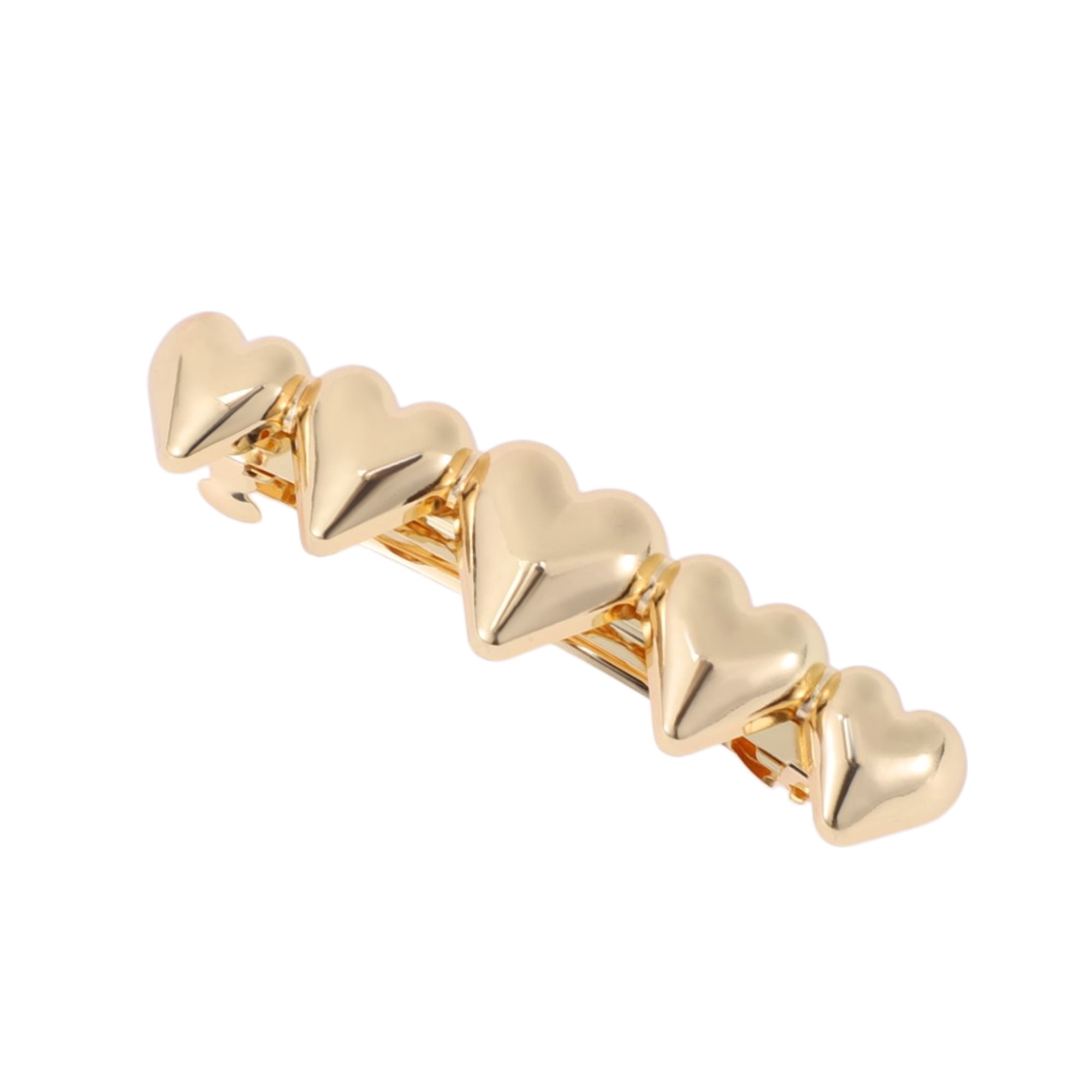 Unique Bargains Fashion Heart Home Use Hair Clips Gold Tone