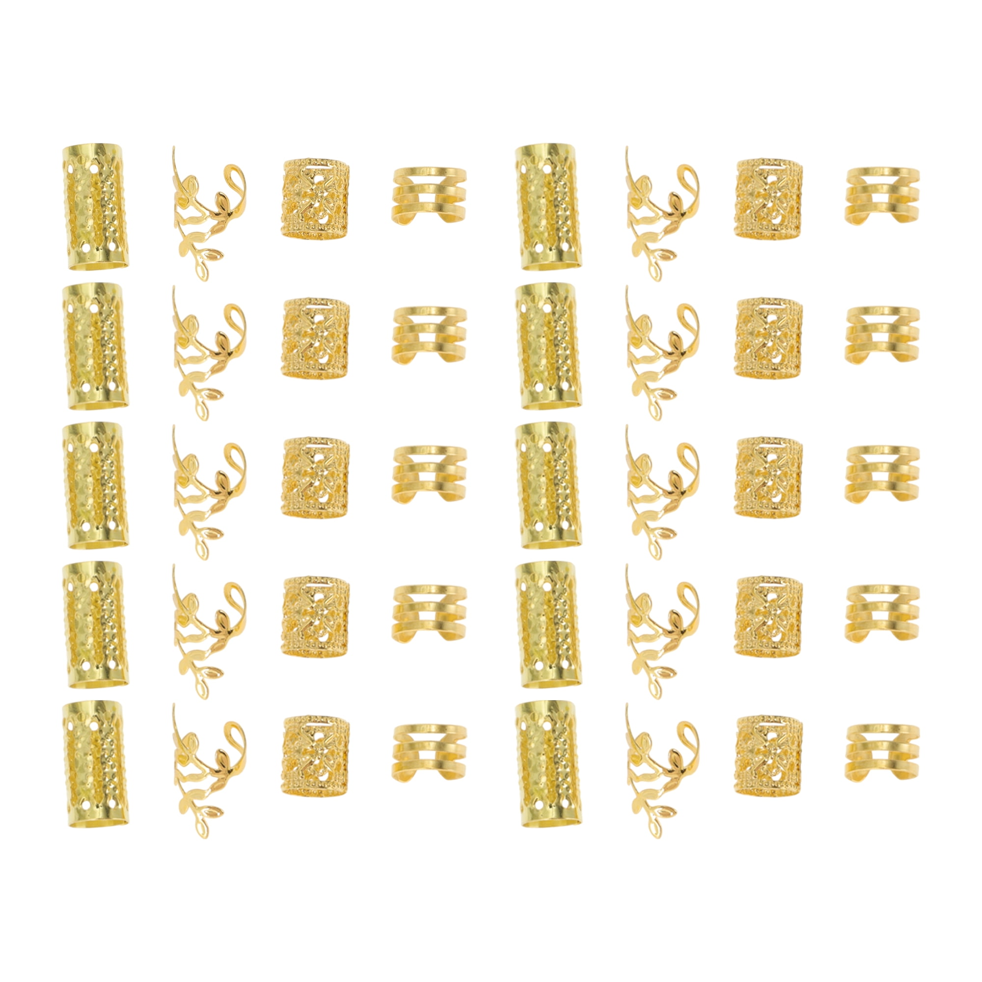 Unique Bargains Fashion Hollow Hair Cuffs Dreadlock Set Gold Tone 40