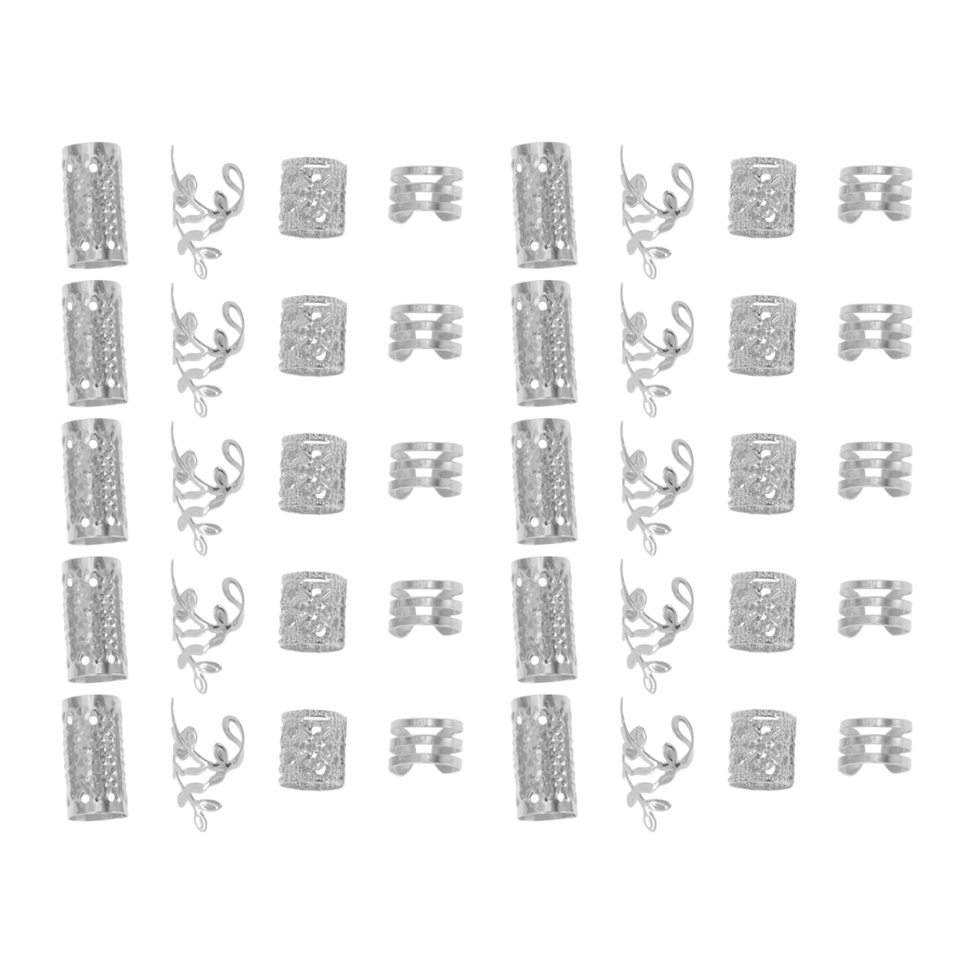 Unique Bargains Fashion Hollow Hair Cuffs Dreadlock Set Silver Tone 40