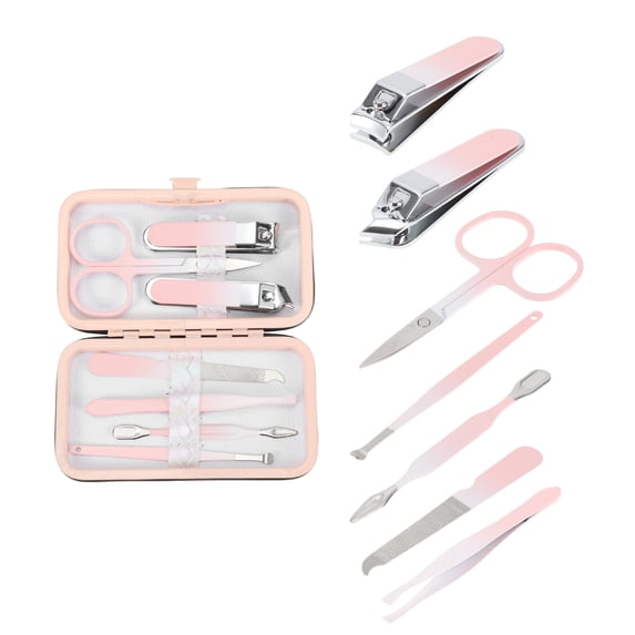 Unique Bargains Fashion Nail Clipper Kit for Women for Men 7-piece Set Gradient Pink