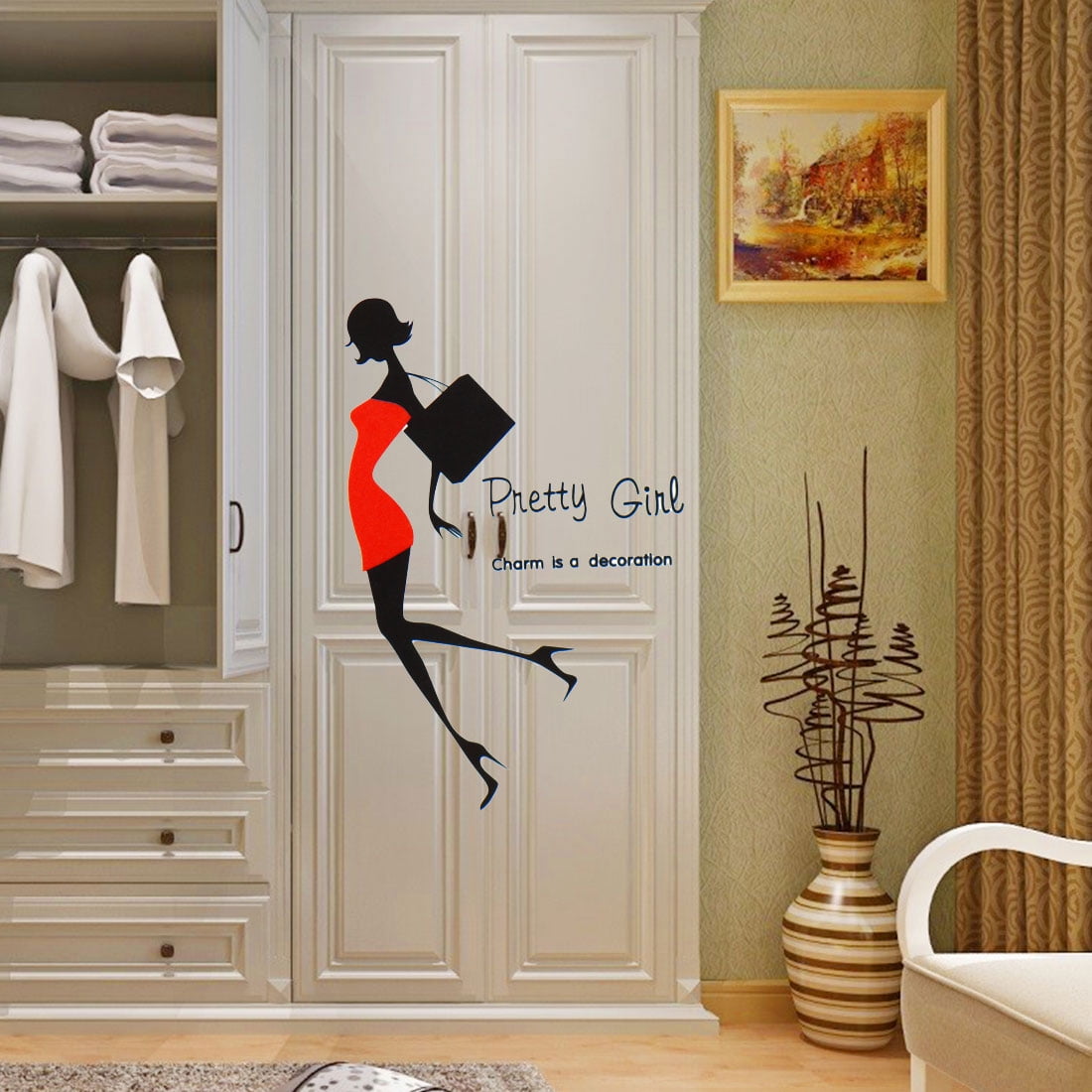 Unique Bargains Fashion Pattern Wall Stickers Removable Peel and Stick