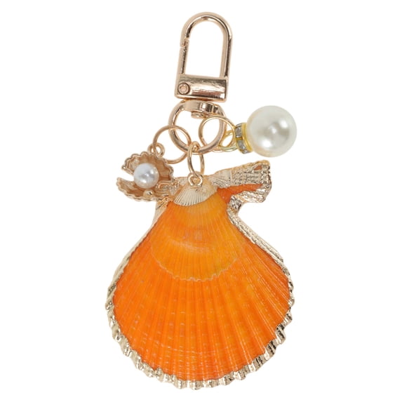 Unique Bargains Fashion Pearl Leopard Print Shell Style 1 Handbag Charm Orange 1 Pc