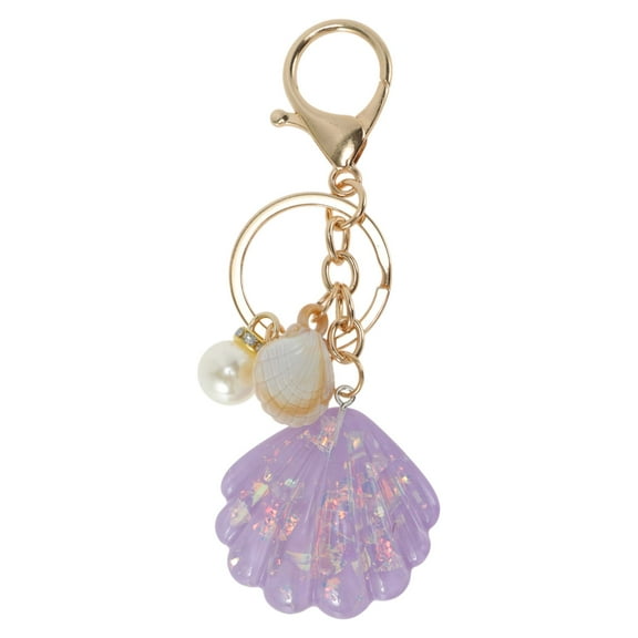 Unique Bargains Fashion Pearl Shell Handbag Charm Purple 1 Pc