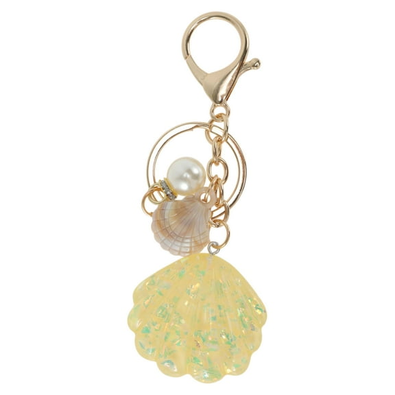 Unique Bargains Fashion Pearl Shell Handbag Charm Yellow 1 Pc