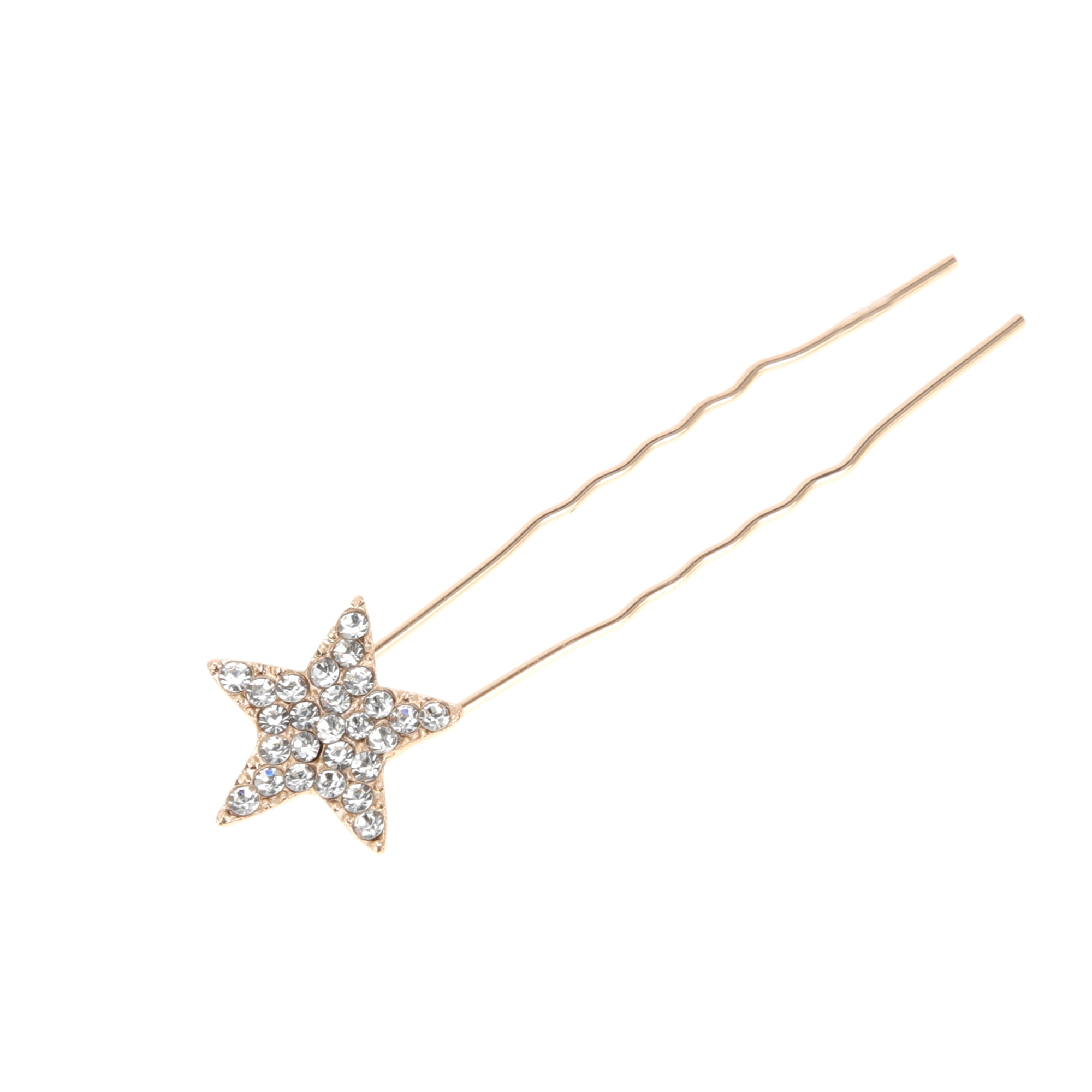 Unique Bargains Fashion Pentacle Hair Pins for Home 1 Pc Gold Tone