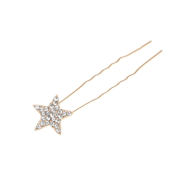 Unique Bargains Fashion Pentacle Hair Pins for Home 1 Pc Gold Tone