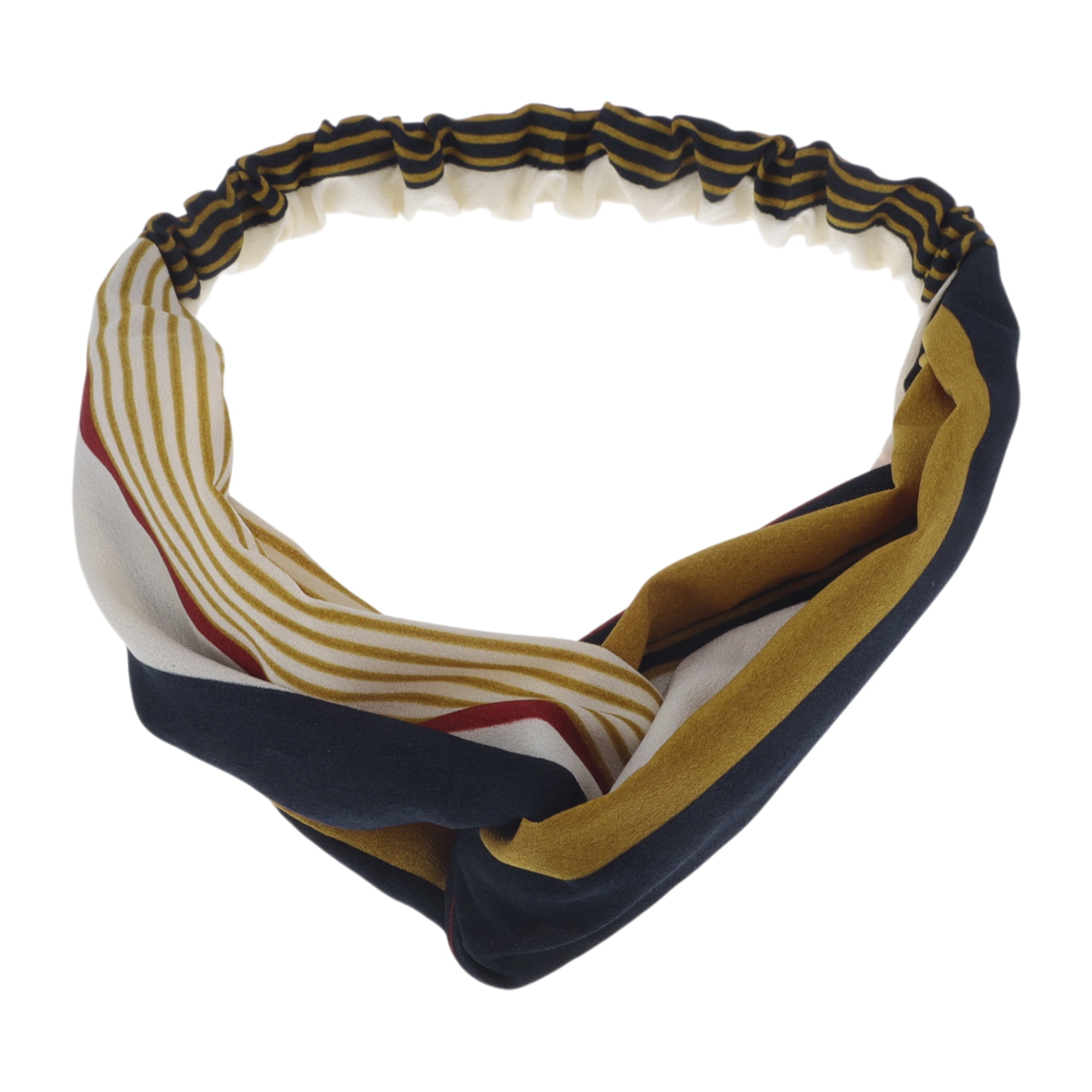 Unique Bargains Fashion Pinstripe Pattern Cross Hairband 1 Pc Army Green Navy Blue