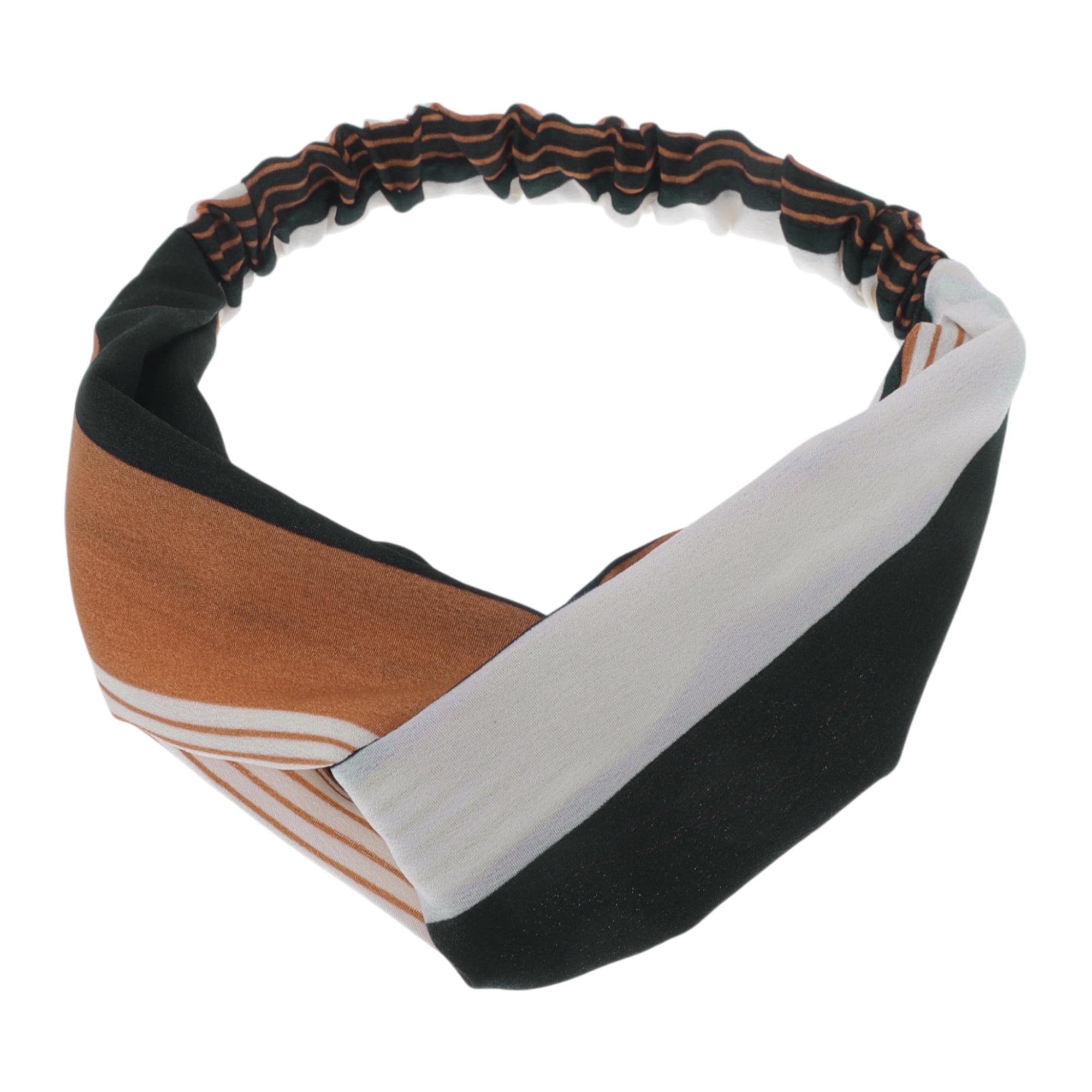 Unique Bargains Fashion Pinstripe Pattern Cross Elastic Hairband 1 Pc Dark Green Khaki