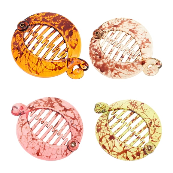 NOMADIC NOOK Fashion Round Fish Shape Hair Clips 4 Pcs Brown Pink Green