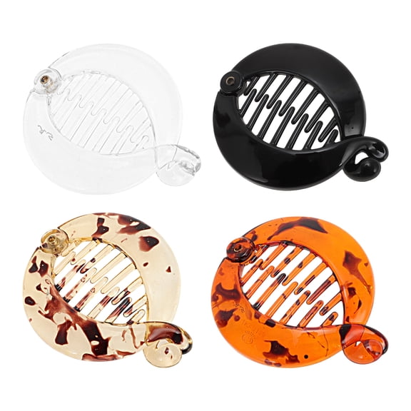 NOMADIC NOOK Fashion Round Fish Shape Hair Clips 4 Pcs Clear Black Dark Brown