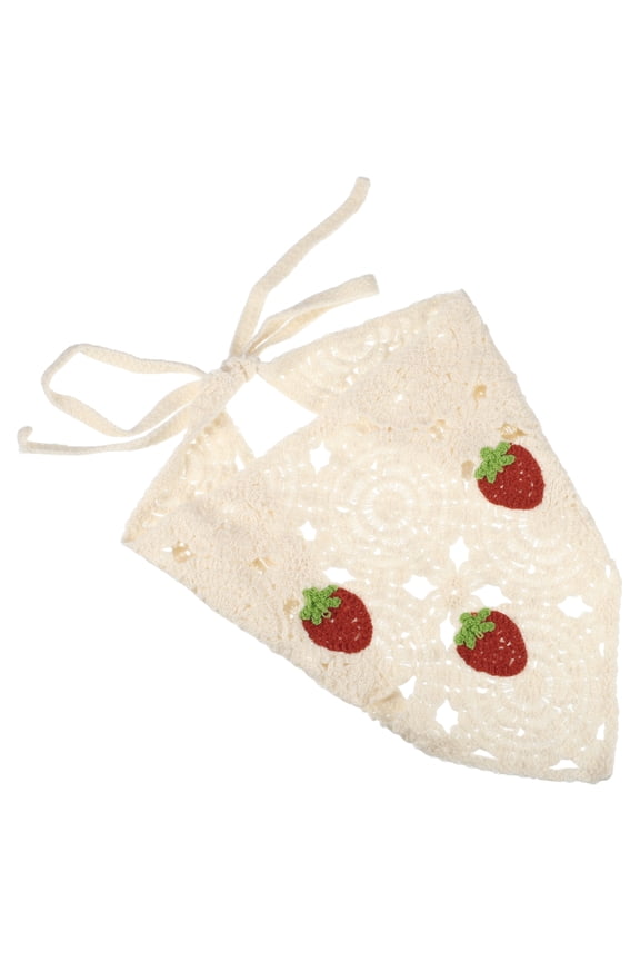 Fashion Strawberry Hollow Triangle Headwrap 21.26"x10.24" Beige 1 Pc