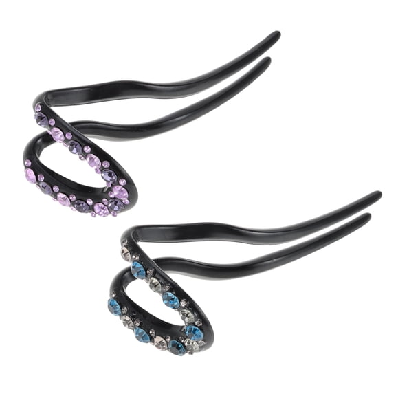 Unique Bargains Fashion U-shaped Hair Pins Blue Gray Purple 2 Pcs