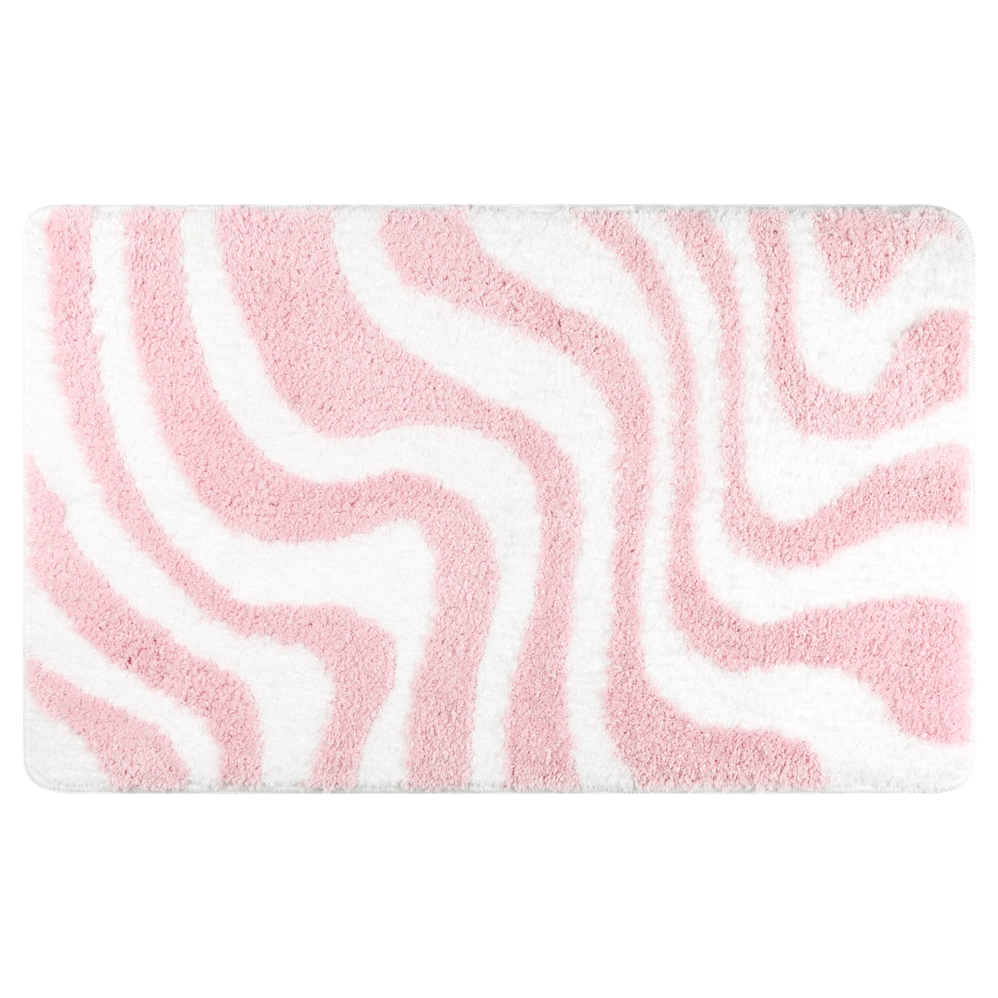 Unique Bargains Fashion Wave Pattern Bathroom Rug Mat Soft Absorbent Bath Carpet Non-Slip Pink 20" x 32"