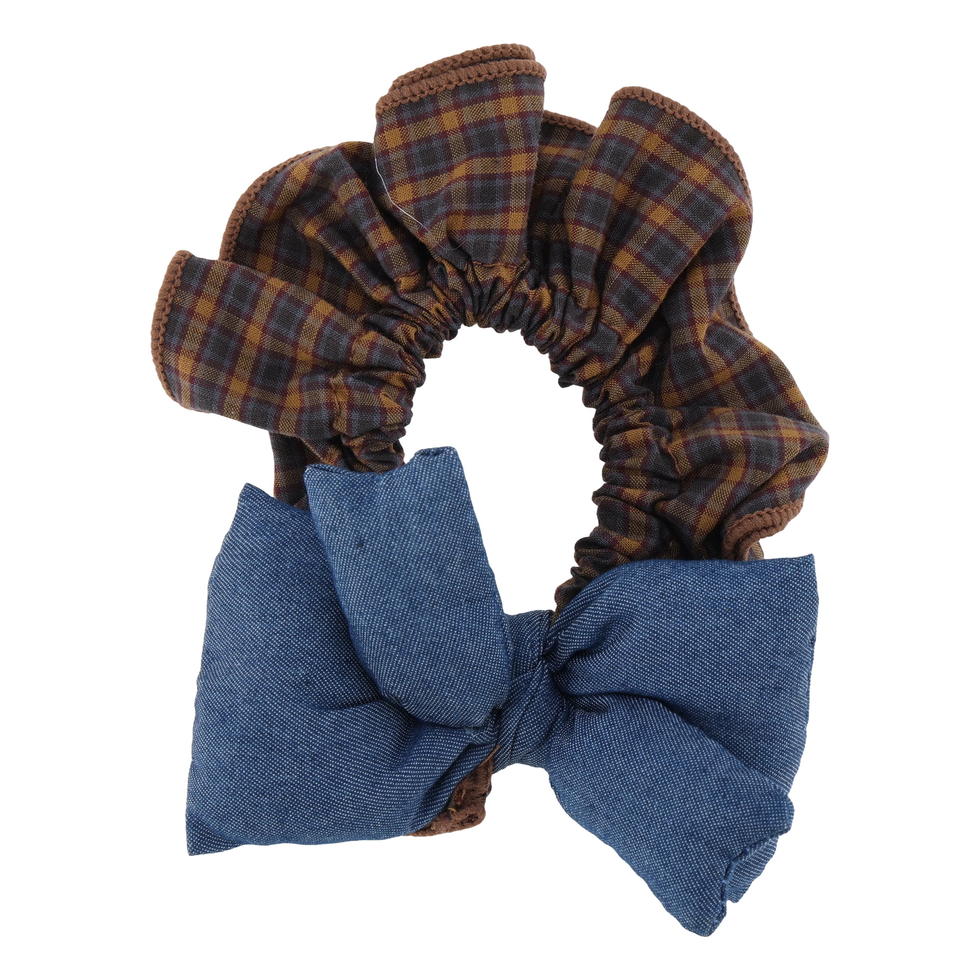 Unique Bargains Fashionable Denim Hair Ties All Occasions 1 Pc Blue, Brown Bow