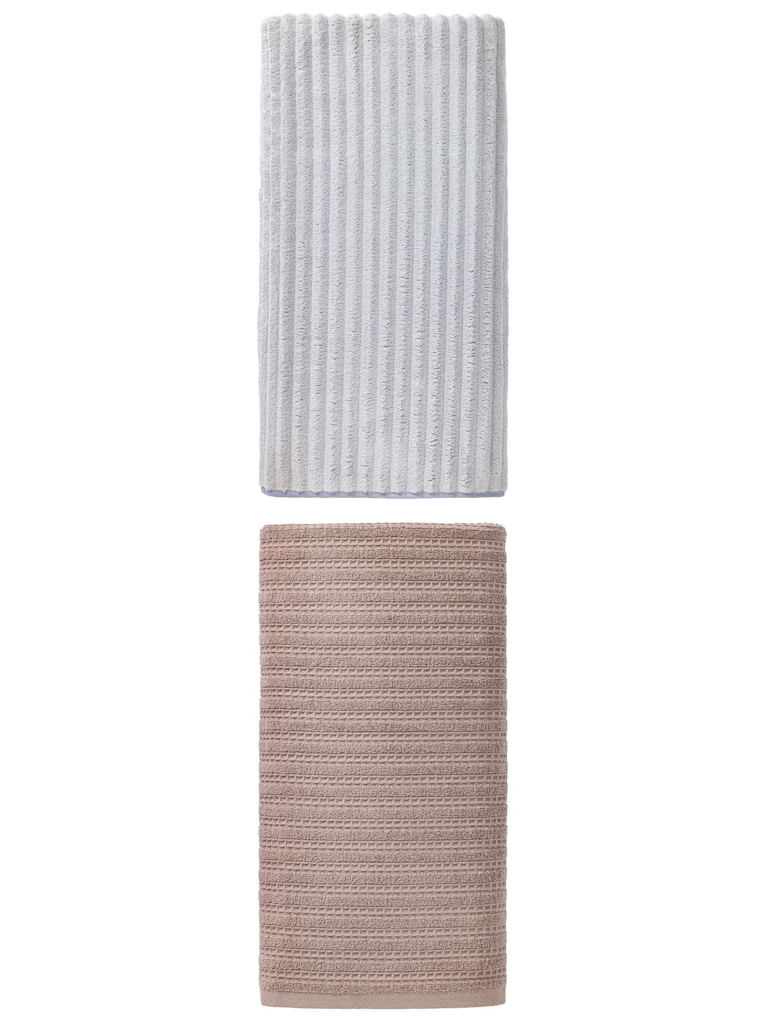 Unique Bargains Fast Drying Bath Towel 2 Pack Grey/Light Grey 55" x 28"