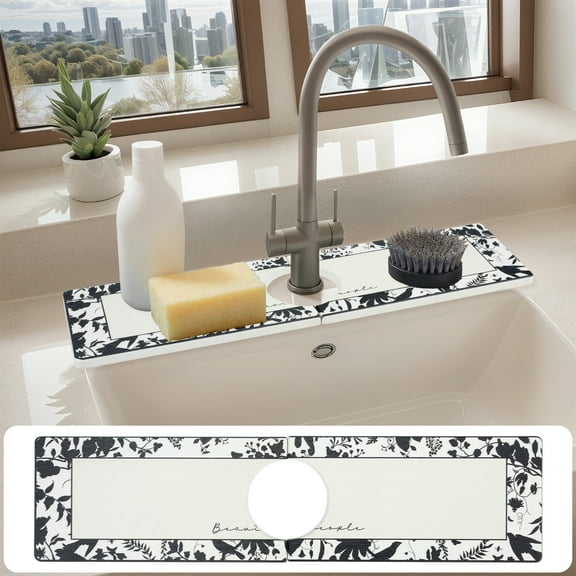 Unique Bargains Faucet Mat Versatile Kitchen Sink Mat for Home Beige 15.7*3.9 in