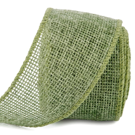Unique Bargains Faux Burlap Ribbon for Elegant Gift Decoration Green 4.9 Yard