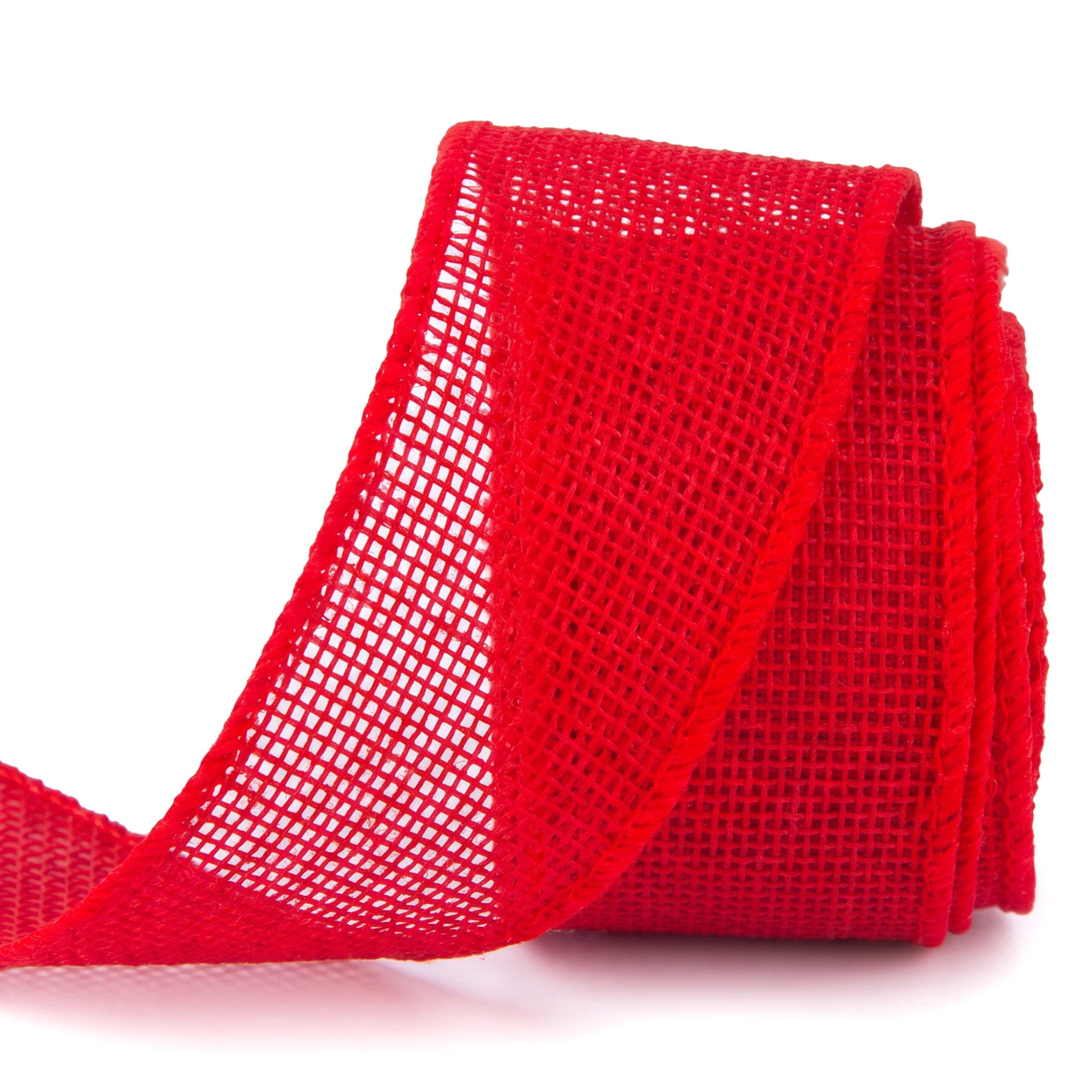 Unique Bargains Faux Burlap Ribbon for Elegant Gift Decoration Red 4.9 Yard