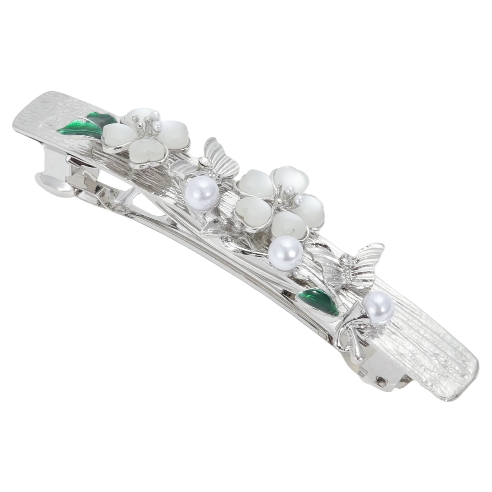 Unique Bargains Faux Crystal Flower Hair Barrettes Fashionable Hairstyles Silver Tone