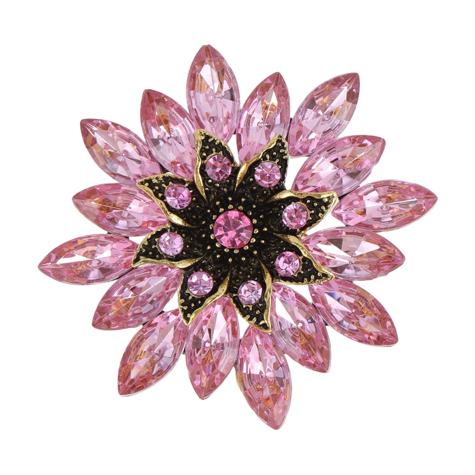 Unique Bargains Faux Crystal Flower Rhinestone Brooch for Fashionable Accessories Pink
