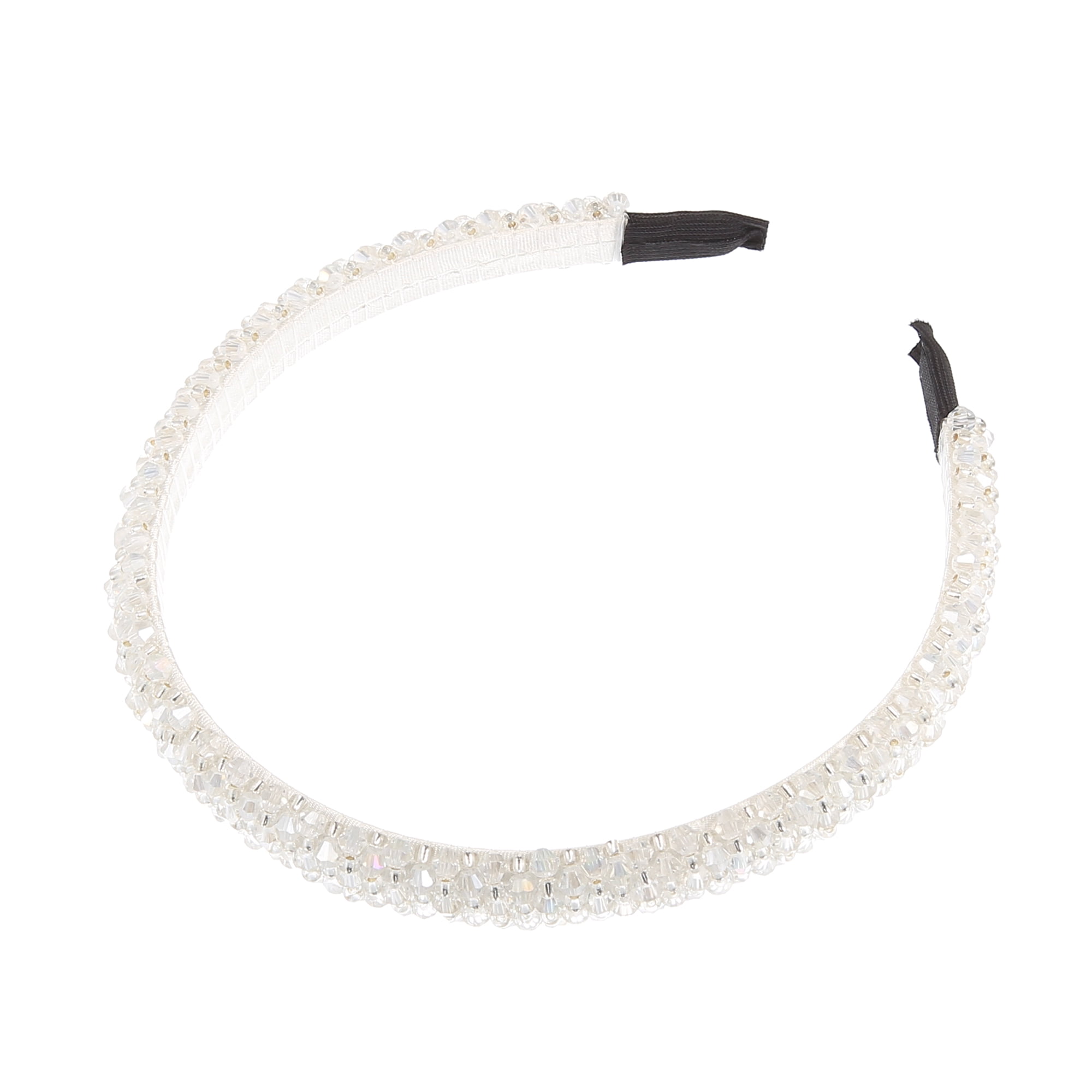 Unique Bargains Faux Crystal Headband 0.59 Inch Wide White