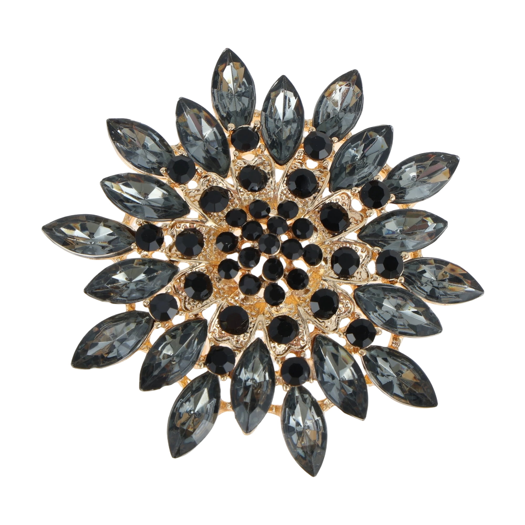 Unique Bargains Faux Crystal Ice Flower Rhinestone Brooch for Fashion Accessories Gray