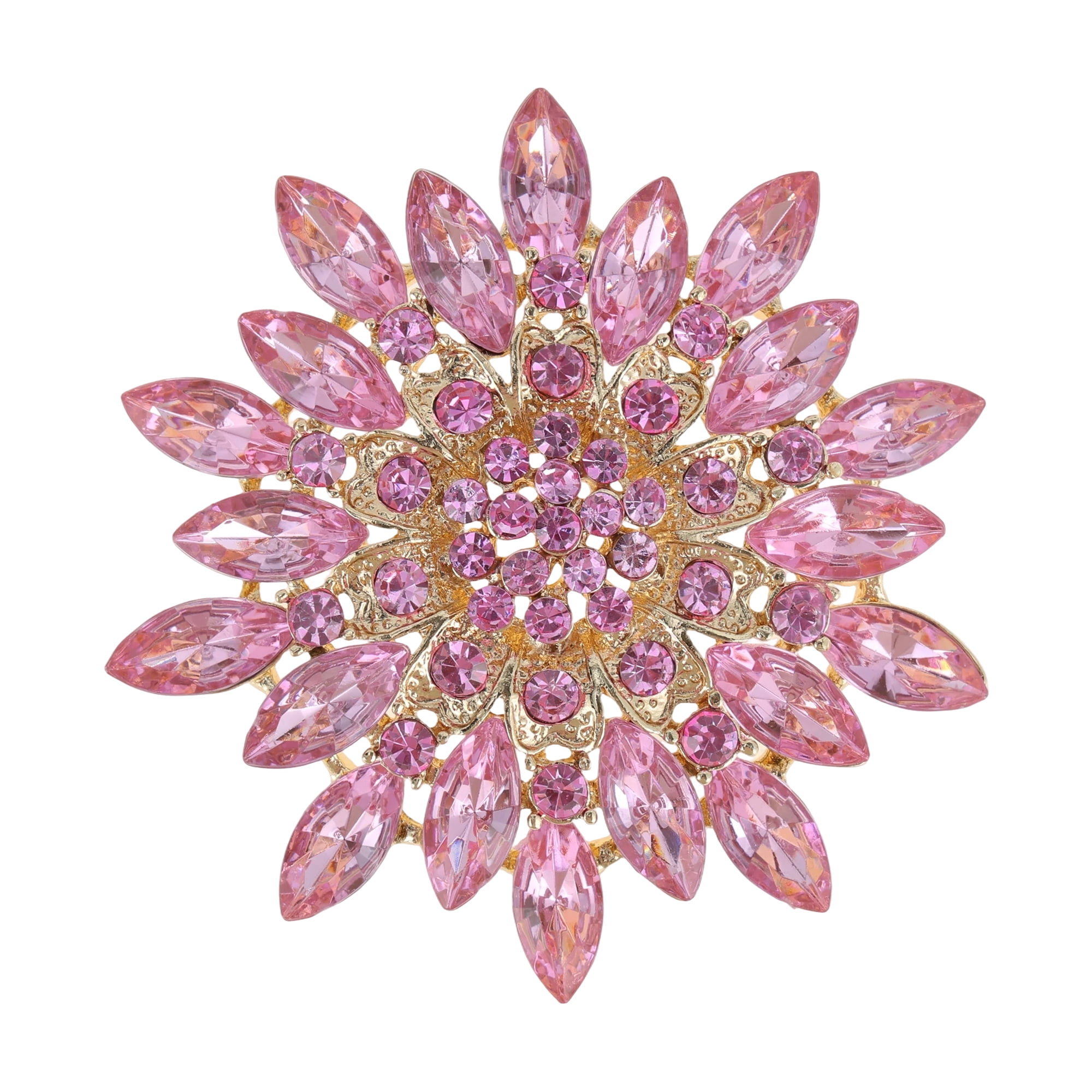 Unique Bargains Faux Crystal Ice Flower Rhinestone Brooch for Fashion Accessories Pink