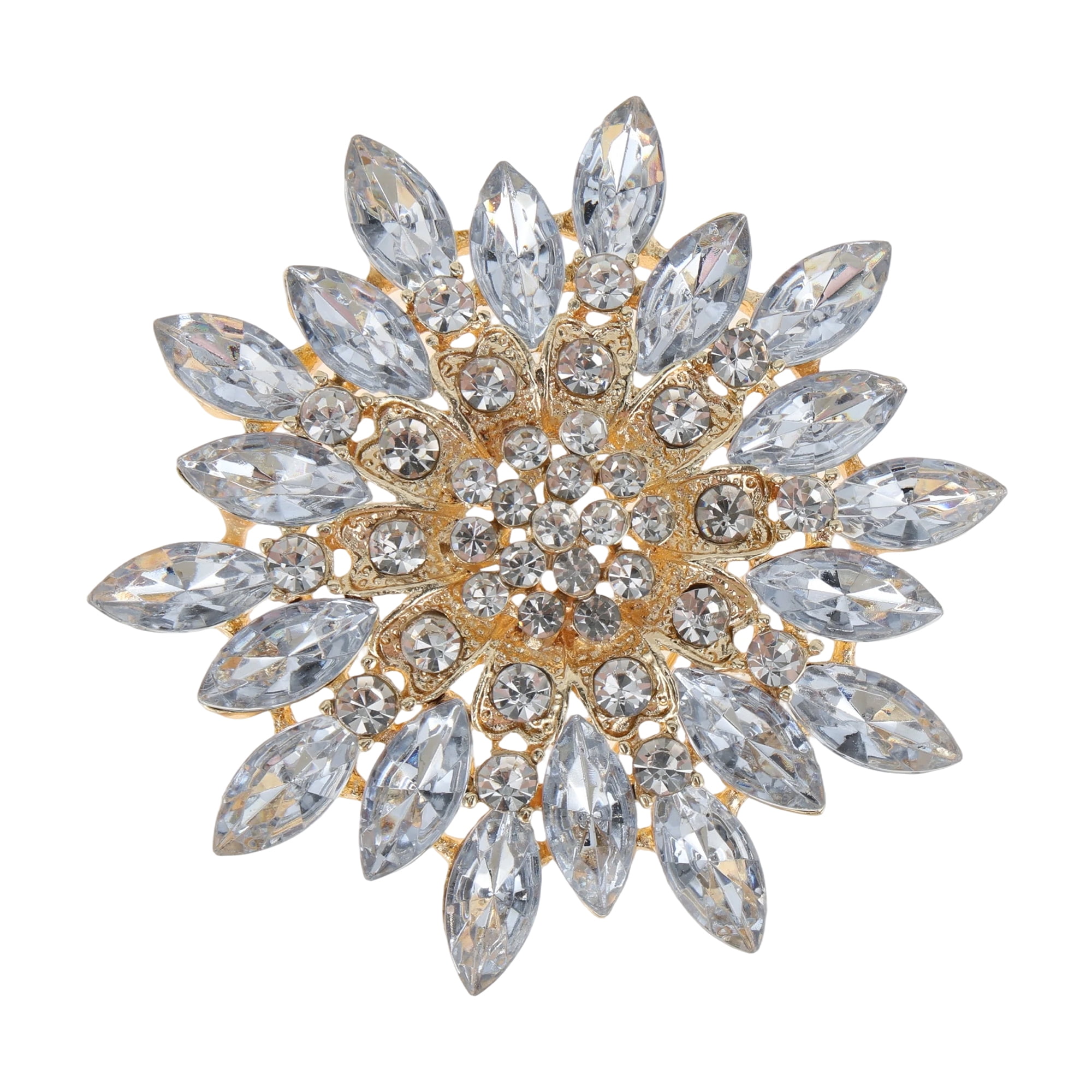 Unique Bargains Faux Crystal Ice Flower Rhinestone Brooch for Fashion Accessories White