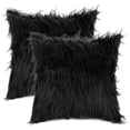 thumbnail image 1 of Unique Bargains Faux Fluffy Zipper Closure Cushion Covers Throw Pillow Covers (2 Count) Black 18" x 18", 1 of 6