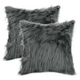 thumbnail image 1 of Unique Bargains Faux Fluffy Zipper Closure Cushion Covers Throw Pillow Covers (2 Count) Dark Gray 18" x 18", 1 of 6