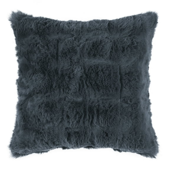 Unique Bargains Faux Fur Cozy Decorative Throw Pillow Covers Soft Plush Pillowcase 1 Pc Dark Grey 18" x 18"