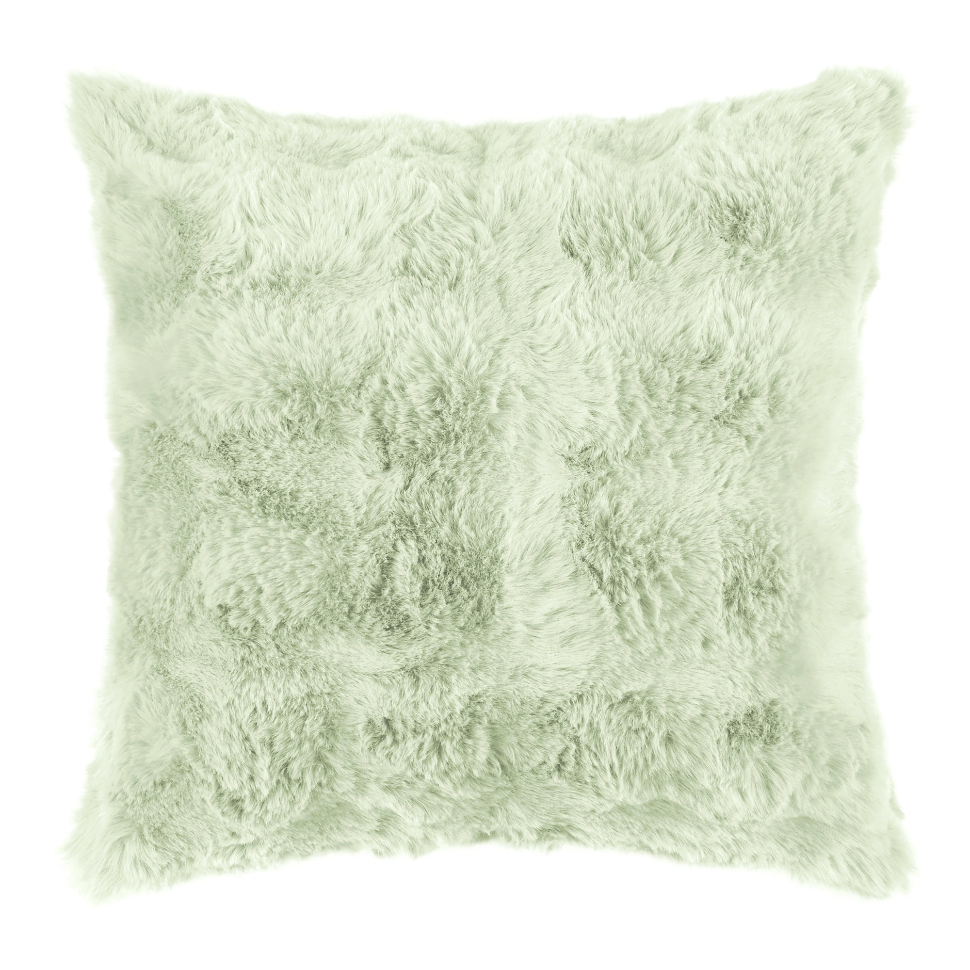Unique Bargains Faux Fur Cozy Decorative Throw Pillow Covers Soft Plush Pillowcase 1 Pc Light Green 18" x 18"