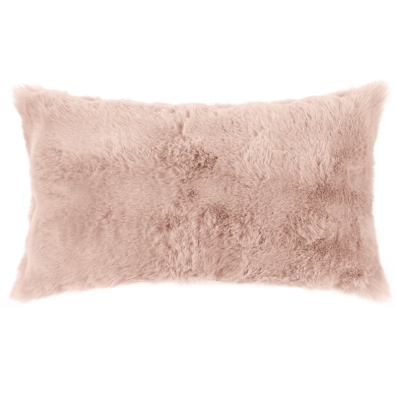 Unique Bargains Faux Fur Cozy Decorative Throw Pillow Covers Soft Plush Pillowcase 1 Pc Light Pink 12" x 20"