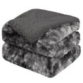thumbnail image 1 of Unique Bargains Faux Fur Shaggy Sherpa Throw Blanket, 50" x 60", Dark Gray, 1 of 8
