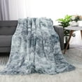 thumbnail image 1 of Unique Bargains Faux Fur Shaggy Sherpa Throw Blanket, 60" x 77", Gray, 1 of 8