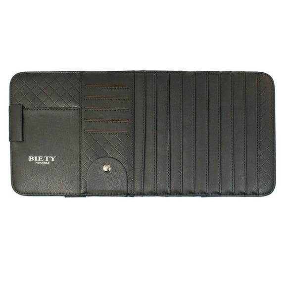Unique Bargains Faux Leather Car Sun Visor 11 Capacity CD Storage Name Card Holder