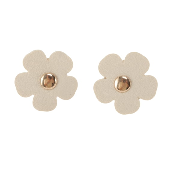 Unique Bargains Faux Leather Flower Shoelace Charms 1 Pair Beige