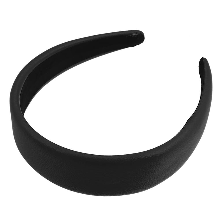 Unique Bargains Leather Black Women for Wide Hairband 1.6 Inch Headband Faux