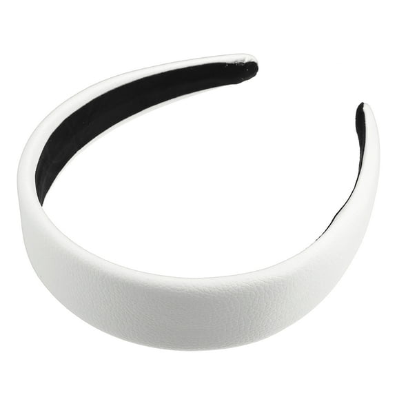 Unique Bargains Faux Leather Headband Hairband for Women 1.6 Inch Wide White