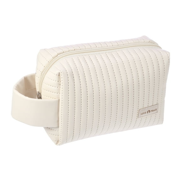 Unique Bargains Floral Makeup Bag Zipper Flower Cosmetic Pouch Beige