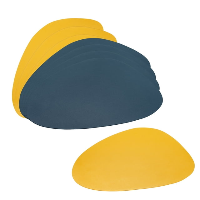 Unique Bargains Faux Leather Placemats Set 8pcs, Dining Table Mats Heat Resistant Kitchen Place Mats-Yellow+Green